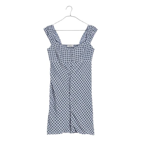 NWT Madewell Cap-Sleeve Button-Front Mini Dress in Geometric Print - Picture 3 of 6